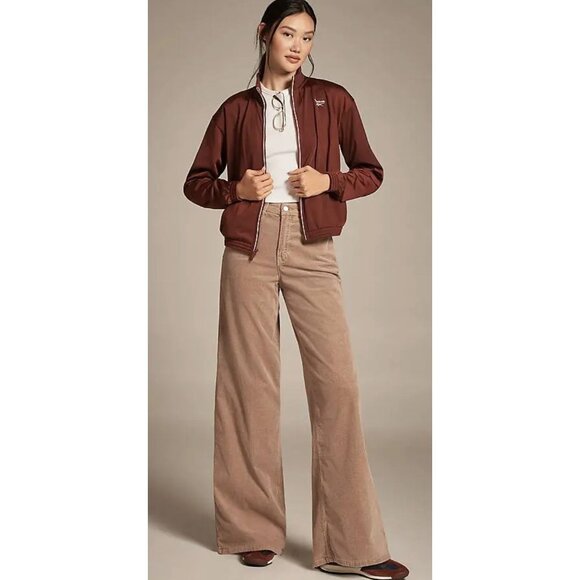 Good American Skate Stretch Cotton Blend Wide Leg Beige Corduroy Pants-sz 28 - Picture 1 of 10